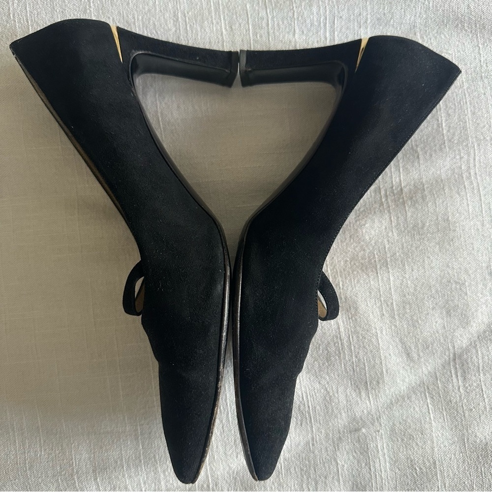 St. John Shoes Womens Size 10 Black Suede Mary Jane Pumps Block Heel Italy Party - Picture 2 of 14
